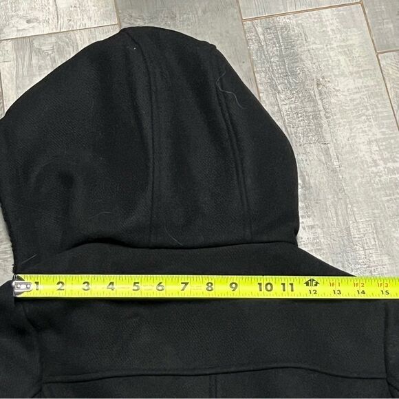 NWT Vince Camuto Wool Black Hood Zip Front Casual Fleece Lined Coat Hood XXS - Picture 9 of 14